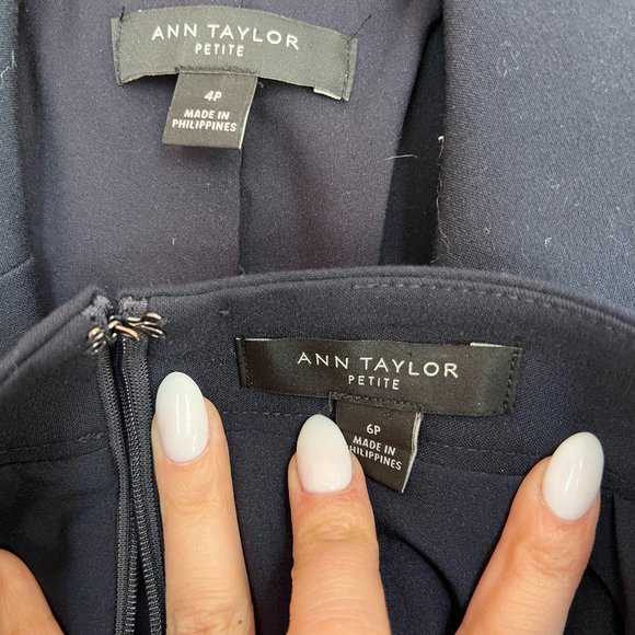 Ann Taylor 2-Piece Navy Suit **4P blazer and 6P skirt** - Picture 2 of 4